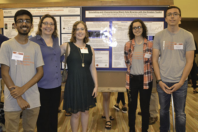 Gavin Ridley (second from the left) and some of his fellow INCLUSION REU participants at the 2017 Illinois Summer Research Symposium.
